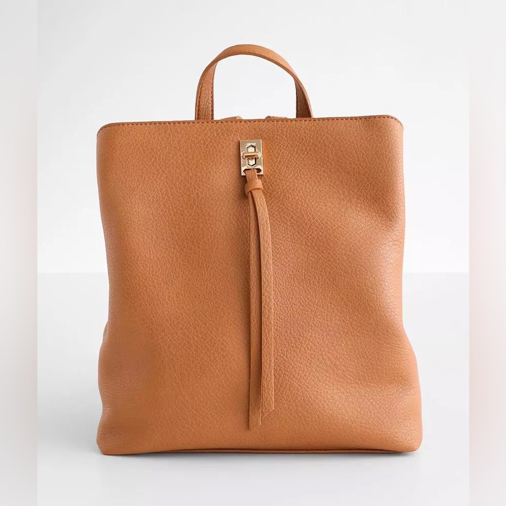 Moda Luxe | VGUC Faux Tan Leather Backpack Adjustable Large Tote Bag Purse